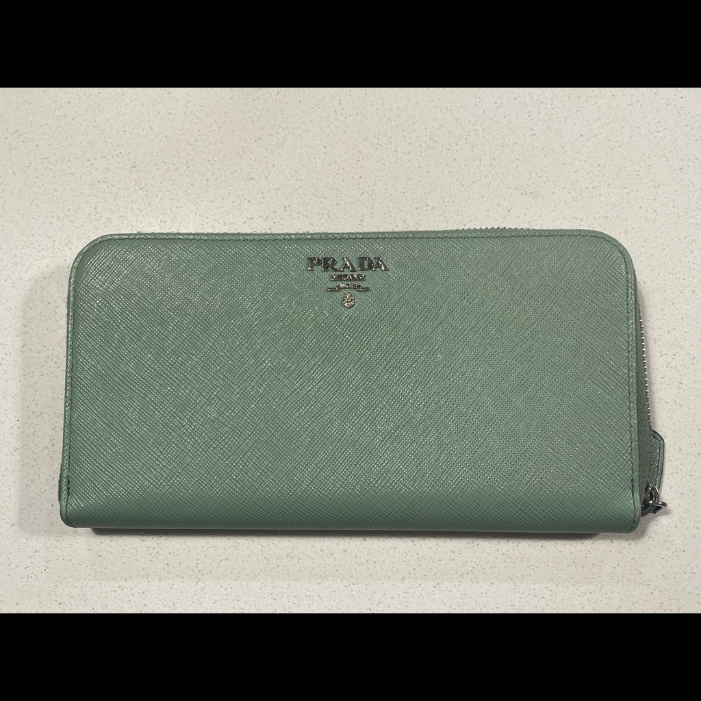 Prada Saffiano Leather Wallet Mint Green